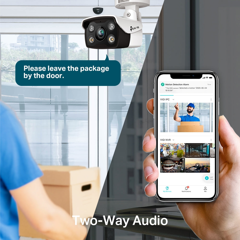 TP-Link VIGI C340 4MP Super High Definition Outdoor Full-Color Bullet Network Wired CCTV Camera | 2-Way Audio | Smart IR | Waterproof, Smart Detection TP-Link VIGI C340 4MP Super High Definition Outdoor Full-Color Bullet Network Wired CCTV Camera | 2-Way Audio | Smart IR | Waterproof, Smart Detection